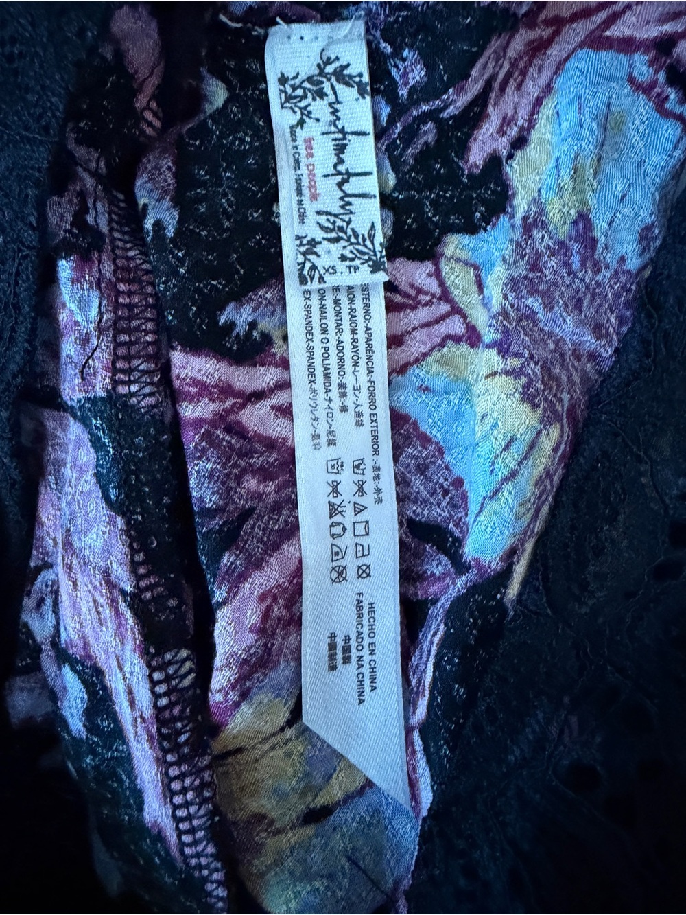 Free People Black Floral Lace-Trim Mini Dress - Picture 3 of 5
